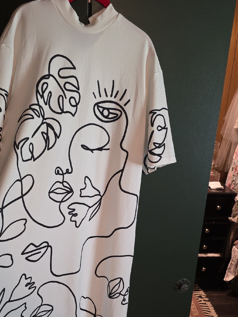 SHEIN White Top with Black Label Detail
